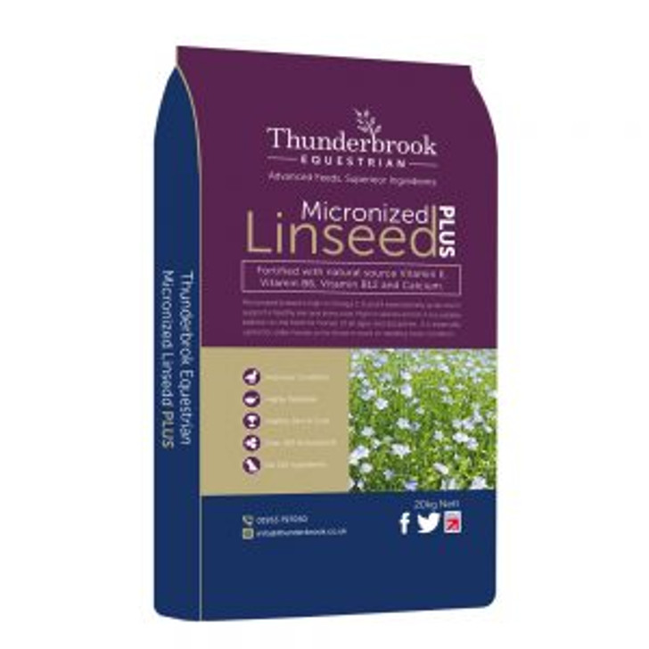 Micronized Linseed Plus is fortified with natural source Vitamin E, Vitamin B6, Vitamin B12 and Calcium, and is high in omega 3, 6 and 9 essential fatty acids which support a healthy skin and shiny coat. High in calories and oil, it is a suitable addition to the feed for horses of all ages and disciplines. It is especially useful for older horses or for those in work or needing more condition.