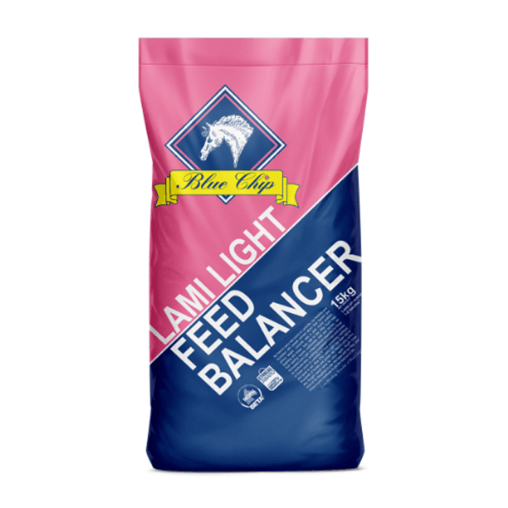 Blue Chip Lami-Light is the ultimate Diet Feed Balancer that provides all the essential vitamins, minerals and nutrients your horse or pony needs to maintain optimum health and well-being on a daily basis. The whole-cereal and molasses free formula is naturally low in starches and sugars, making it perfect for all types of horses and ponies. The quadruple action digestive supplement promotes the development and maintenance of a healthy digestive environment, increasing the efficiency of nutrient absorption and helping your horse or pony gain the most they can from their diet.