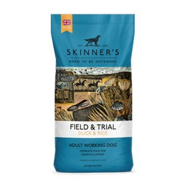 Field & Trial Duck and Rice is a careful balance of carbohydrate and protein for dogs in light to moderate work. Our wheat-free recipe is perfect for dogs with digestive sensitivities.