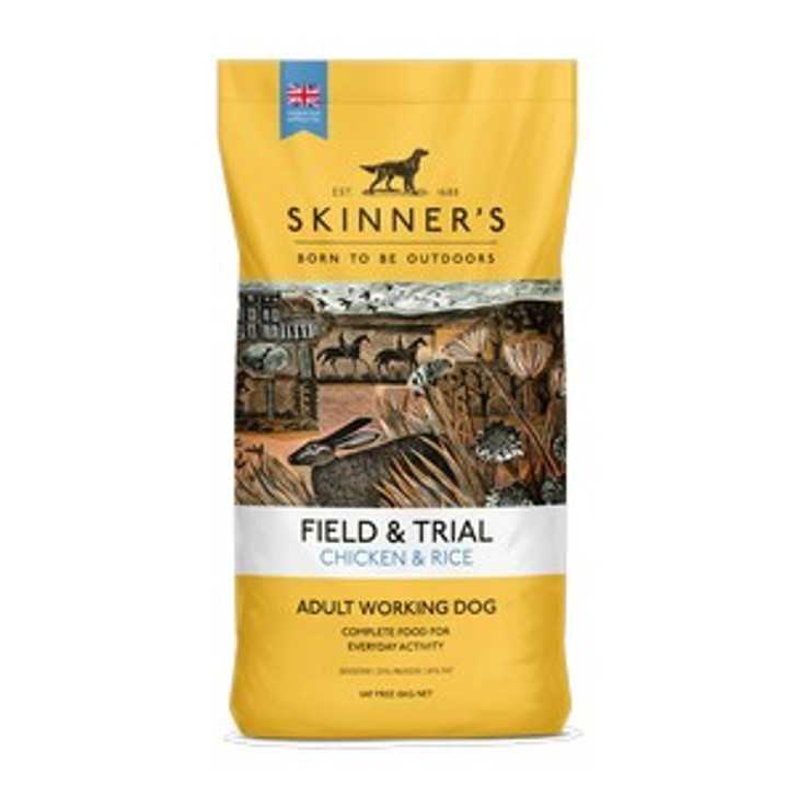 Field & Trial Chicken and Rice is an ideal everyday food to support dogs in light to moderate work. Our wheat-free recipe is especially good for dogs with sensitivities, created with a blend of essential oils and fats to keep their skin and coat healthy.