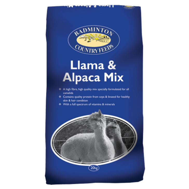 Llama and Alpaca Mix gives these unique animals an added protein, vitamin & mineral boost to their regular forage diet with this high fibre, hight quality coarse mix.This is particlarly useful during tough weather conditions or when the animals are struggling to maintain condition. A light coating of molasses oil has been added make this feed extra pallatable whilst using micronized cereals & pulses to improve the nutrient uptake from all ingredients.