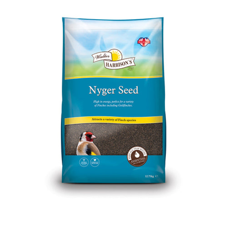 Nyger seed is a small oil rich seed packed with energy. Nyger Seed, also known as Thistle Seed, will attract small colourful birds such as Goldfinches, Greenfinches, Chaffinches and Siskins.

Feed from a specialist Nyger Seed feeder.