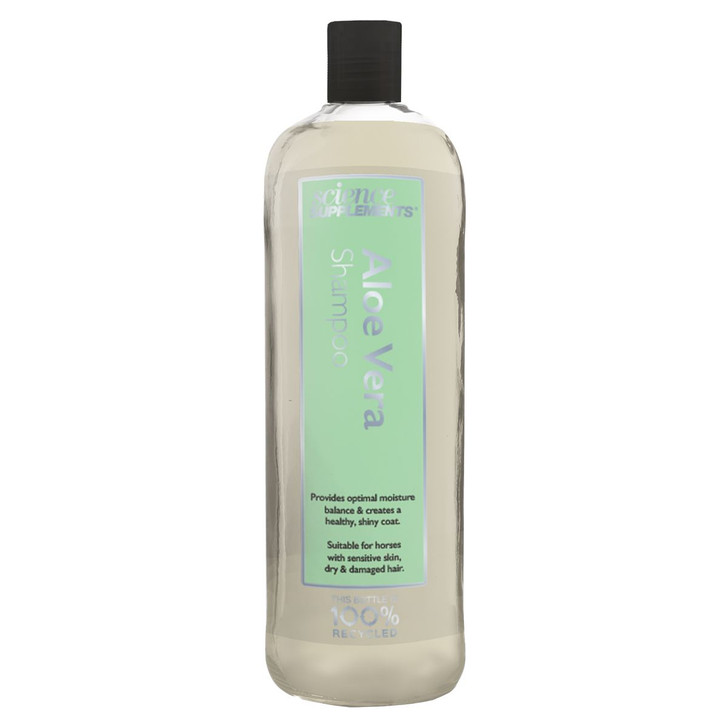 Aloe Vera Shampoo provides optimal moisture balance & creates a healthy, shiny coat.

Suitable for horses with sensitive skin, dry and damaged hair, this natural and mild shampoo provides premium skin care and has a calming effect on sensitive skin.

Its active ingredients include Aloe Vera, D-Panthenol and wheat protein to provide optimal moisture balance for coat quality, repairing dry damaged hair and creating a healthy, shiny coat.

Its 3 in 1 application means it can be used as a warm water wash or hot towel wash for a deep clean or following clipping, a cold water wash providing a refreshing cleanse or a concentrated wash for areas requiring specific attention.