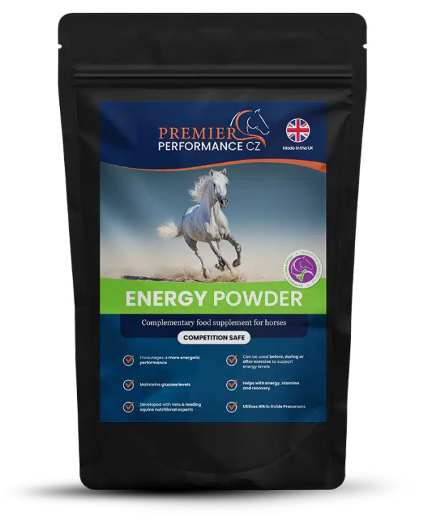 Energy Powder is used to encourage a more energetic performance from your horse. Developed to support energy levels for stamina, strength and recovery without causing short term fizz.

Energy Powder can be used before or after exercise and, if required, between competition classes (in a fibre feed) to support energy delivery to the horse.
Contains many essential amino acids for boost and offers flexibility to use for short or longer term periods.

Energy Powder is the go to solution for any horse that tires easily, it supports the output in performance horses and can help with travel fatigue.
It is a useful solution for horses with special dietary requirements including those that need a calorie controlled or grain free diet.

Maintaining blood glucose during exercise is vital as an energy source for the muscles. Low blood glucose will seriously affect exercise performance.