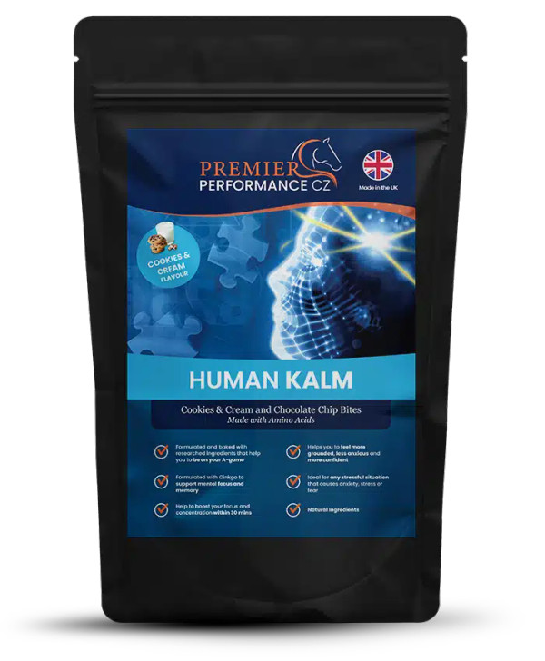 A calm and focused rider supports a happy and calm partnership with your horse.

Human Kalm’s will support you when you need to be at the top of your game. They will help you to feel more focused, grounded and will reduce your nerves and stomach butterflies.

Human Kalm’s are a fantastic little snack bursting with active ingredients which will offer a cognitive enhancer to support memory, speed, stability, calmness and focus.