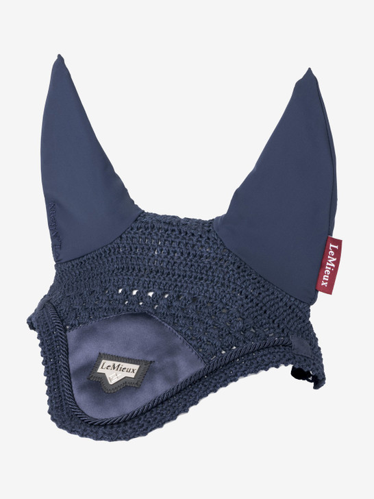 Sporting  the signature LeMieux Loire embossed metal motif these luxurious fly hoods are a stylish addition to the collection. Beautifully hand made from three-way knitted crochet with a luxurious satin fabric front piece and soft stretch Lycra ears.