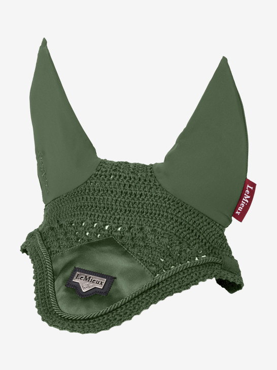 Sporting  the signature LeMieux Loire embossed metal motif these luxurious fly hoods are a stylish addition to the collection. Beautifully hand made from three-way knitted crochet with a luxurious satin fabric front piece and soft stretch Lycra ears.