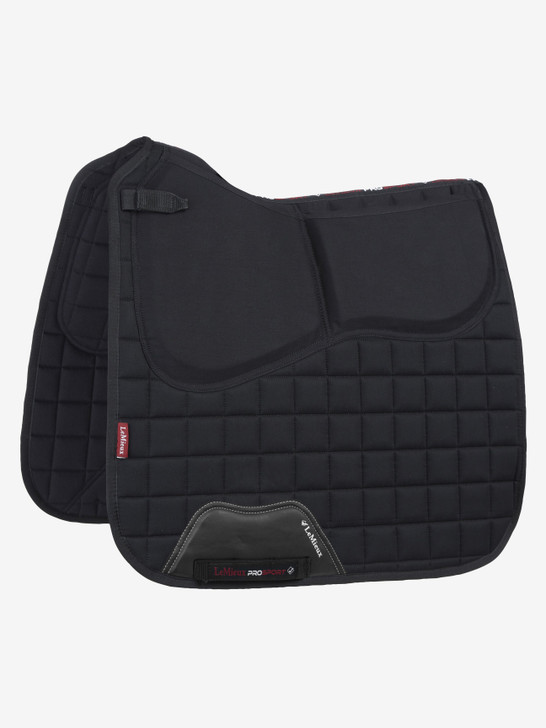 The Pro-Sorb System is now available with the Close Contact & Dressage plain squares. Utilising the same system of insert pads they offer flexibility for adjustment or merely more cushioning under the saddle.
 

D-Ring straps are contoured to give better fit and allow breast plate attachments Inner layer improves sweat wicking properties. Double velcro girth straps with optional inner locking loop to prevent slipping. Swan neck design & strengthened girth protection area.
 

These high quality squares have been designed for the competitive rider, offering style, durability and maximum fabric performance.
 

The Pro-Sorb square in Dressage and Close Contact shape comes with two sets of four memory foam insert pads at 9mm & 13mm