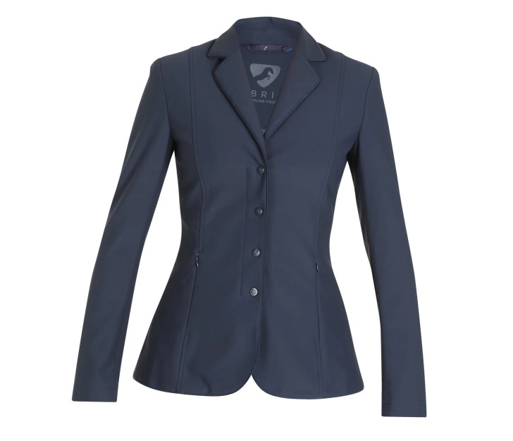 Pared back elegance characterises the Aubrion Dartford show jacket which has a slim, contour active cut and a minimalistic style. Satin is piped around the jacket edge for definition, cuffs are zipped for an immaculate silhouette. Multiway flex-fit fabric and unlined sleeves give the competitive rider total freedom and a sleek look. Perforated side and under arm panels look stylish and offer targeted ventilation, fabric is quick drying and breathable. Style detail: classic fit, satin piping detail, flattering zip fastening with self-colour embossed press studs, zipped cuffs, satin body lining, hidden zip side pockets, rear double vents, Aubrion prints.