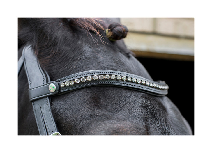 This freedom browband has a unique dipped design set with a silver crystal inlay

Perfect for rider's who like a little extra bling