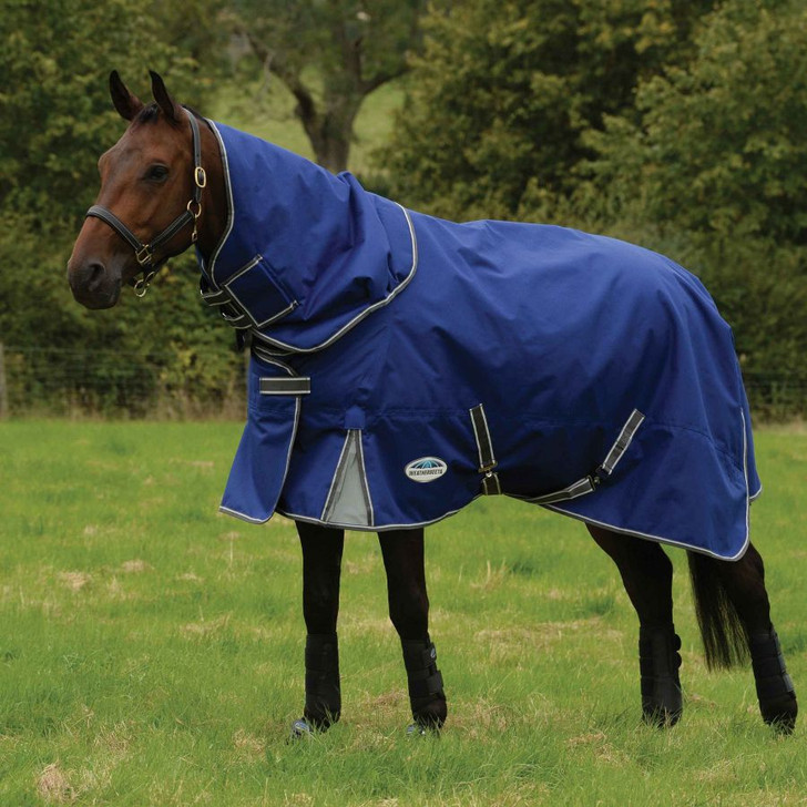 Built for high levels of freedom of movement. The WeatherBeeta ComFiTec Premier Free II Detach-A-Neck Medium is brimming with amazing features such as a full embrace wrap for huggable fit with concealed Ezi-buckle closure for optimum safety in the field, memory foam wither relief pad that contours to the horse's shape and lifts the rug off the wither to reduce rubbing, super strong and durable 1200 denier triple weave outer shell with repel shell coating that is both waterproof and breathable, freedom system cupped shoulder dart with forward positioned gusset for the ultimate freedom of movement and is compatible with the WeatherBeeta liner system. This rug also offers 220g of polyfill which is easily identified with the WeatherBeeta temperature gauge badge, a full wrap tail flap that has a 2-piece design to wrap around the horse's quarters, reflective gusset and insert on tail flap for added visibility, elasticated, adjustable and removable leg straps for a secure and comfortable fit.