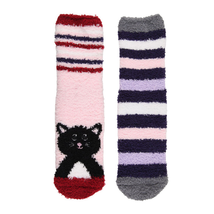 The Wild Feet Hanging Lounge Socks are a snuggly choice for your feet. Super soft, they are great for wearing around the house or even in bed! Each pack contains two eye-catching designs