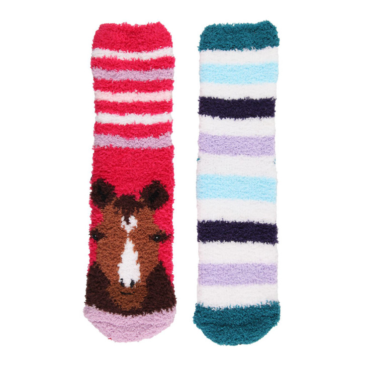The Wild Feet Hanging Lounge Socks are a snuggly choice for your feet. Super soft, they are great for wearing around the house or even in bed! Each pack contains two eye-catching designs