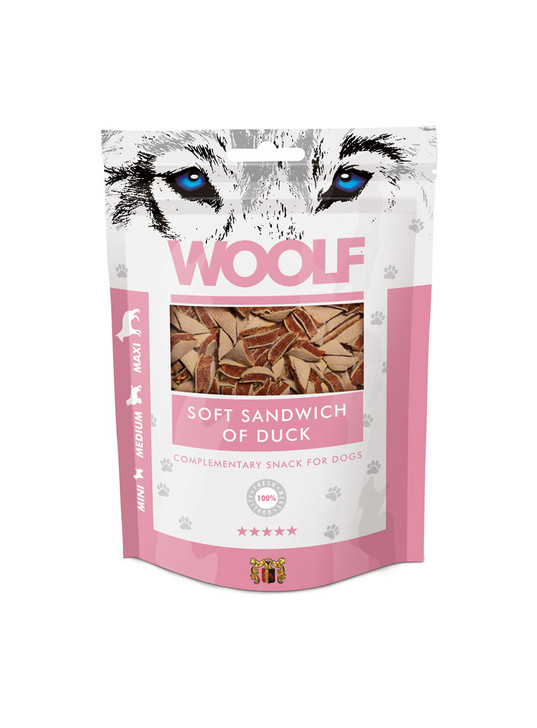 These Soft Sandwich of Duck Snacks are made of 100% protein sources to provide the highest quality and the best nutritional intake. The Woolf snack, once cooked, is packed without any chemical additives, preservatives or colourings. To ensure the conservation, an oxygen absorber is placed within the bag. The pack is fitted with a zip.

Suitable for all sizes of dog.

Contents: 100g
