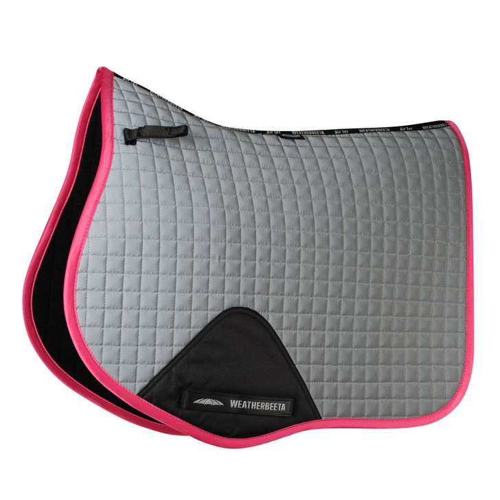 The WeatherBeeta Reflective Prime All Purpose Saddle Pad is a durable cotton pad with a polyester wick easy lining helping to keep your horse cool, dry and comfortable. Highly reflective for safety, the breathable mesh spine allows extra airflow to your horse's back, whilst the high wither design provides extra space where needed to help prevent pressure spots. The covered girth patch offers durability and girth loops for a secure fit. Attachment to the D-rings is made simple with short touch tape loops for a secure fit under saddle. Machine washable at 30 degrees. DO NOT tumble dry. Matching range available. Comes in Pony and Full sizes.