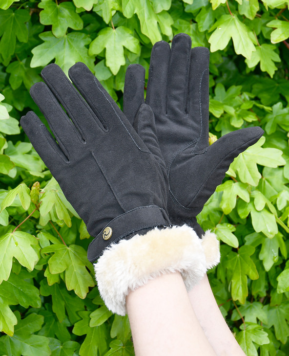 Rhinegold Faux Fur Trim Warm Riding Gloves