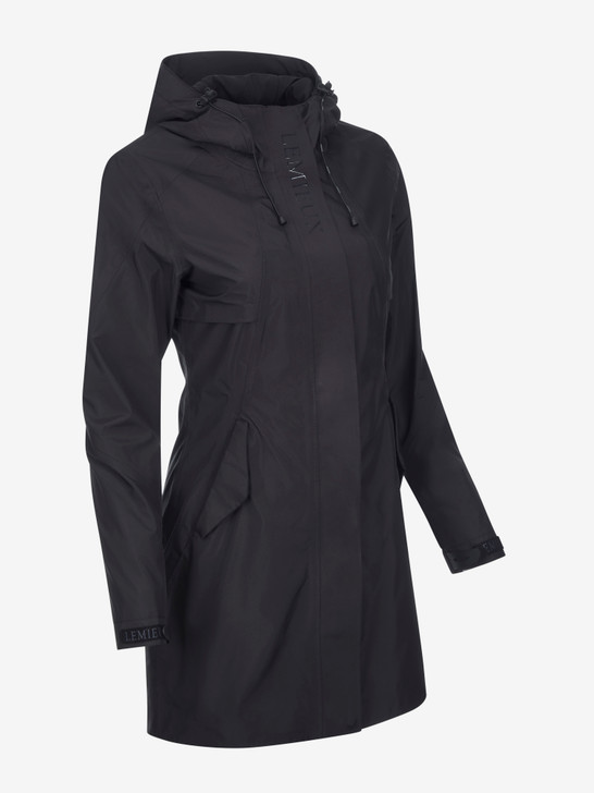 In a long length shape for extra coverage and protection, the Grace Long Rain Jacket is your lightweight and breathable companion for wet and windy weather conditions.
It features a fixed hood and durable water-repellent coating that causes water to bead and roll off the fabric. Taped seams stop rain from leaking through the fabric, keeping you warm and dry.
This jacket is fully lined for comfort, with a two-way zip that allows you to sit down unrestricted. The pockets are waterproof, too, keeping valuables dry and secure. For added shape and movement, there's a back vent gusset that allows complete freedom of movement ? even when you're in the saddle.
Team this jacket with LeMieux Drytex Stormwear trousers and Stride wellies and you're all set for rainy days.