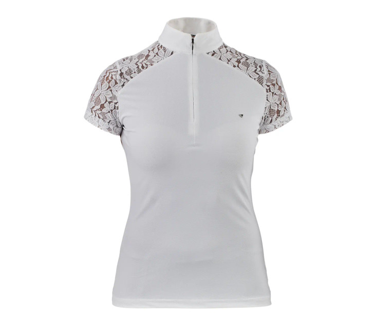 Designed for a professional look, the elegant Ambel show shirt offers excellent technical performance to keep the rider comfortable. The highly breathable pique cloth wicks moisture away and dries quickly to keep skin feeling fresh. Inset lace sleeves offer a light feel, ideal for warm weather riding. A gently contoured shape gives a neat fit, the highline neck features an inset 1/4 zip for additional ventilation.