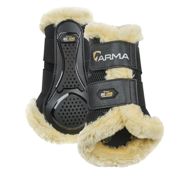 Performance level ARMA OXI-ZONE brushing boots offer next-gen protection with excellent temperature regulating features. SupaFleece trims provide a polished look without compromising the OXI-ZONE benefits. 360° VENTILATION: Directional venting of the outer shell and open structure fabrics keep air circulating all around the leg. 4D IMPACT PROTECTION: FlexFit TPU moulded strike pad with directional venting for protected areas. Air Motion 3D mesh encourages airflow. Zonal EVA foam buffers impacts to the most vulnerable areas. Shock absorbing TPG perforated foam* inner with waffle weave wicking lining ? lightweight with low water absorption, remains protective even when warm. PIERCE PROOF: Fine metal mesh lined ventilation channels prevent penetration of debris.