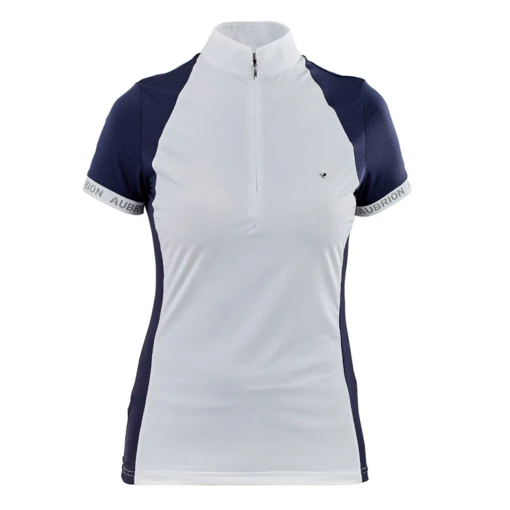 Airy and refreshing, the Newbel sleeveless show shirt has a summery vibe that feels great in warmer weather. Perforated shoulders, sides and back allow heat release and airflow. Smooth and quick drying, fabric is light and cool and stretches with the rider's movement. A highline neck features an inset 1/4 zip fastening to offer additional ventilation out of the arena. A slim contour shape looks neat, sleeves are trimmed with knitted logo cuffs