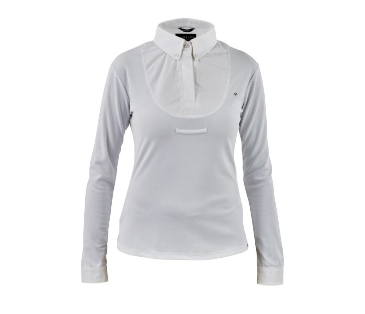 A classic look with sportactive technology, the Aubrion long sleeve tie shirt keeps the competitive rider cool and comfortable. Designed in AIR DRI fabric, the shirt feels soft and fluid, active air circulation technology helps the shirt to breathe, wicking moisture away to keep skin dry and comfortable. The cotton tie collar, bib and cuffs look smart, the hidden quick zip closure is finished with a top collar button.