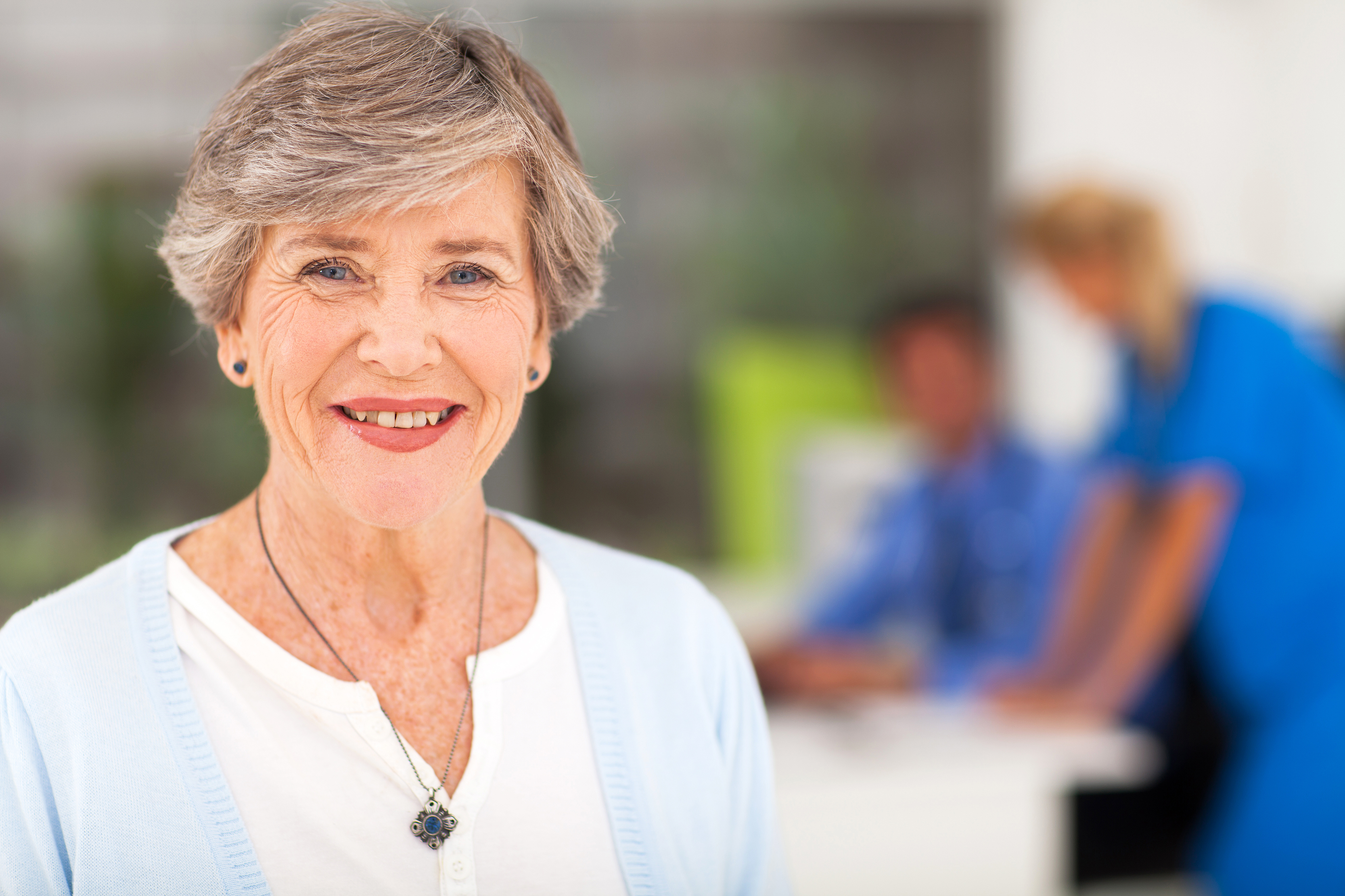 elderly woman at medical office