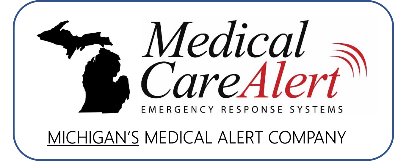 state of Michigan silhouette and Medical Care Alert logo