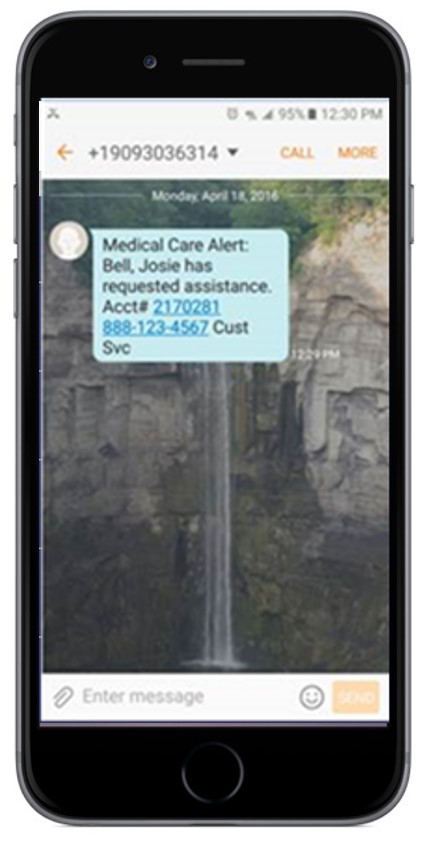 cell phone with sms text medical alert message