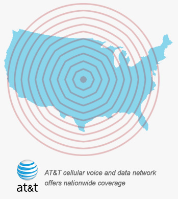 Map of United States for AT&T Wireless Cellular Medical Alert coverage