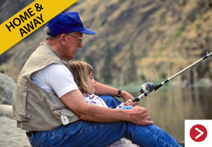 elderly man fishing with GPS mobile medical alert system