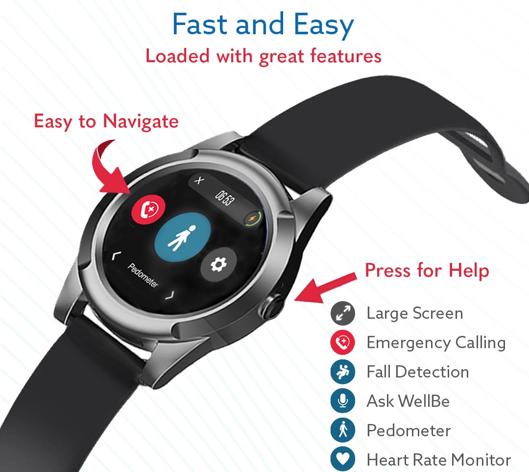 Smartwatch Senior with GPS and 4G Video Calls black