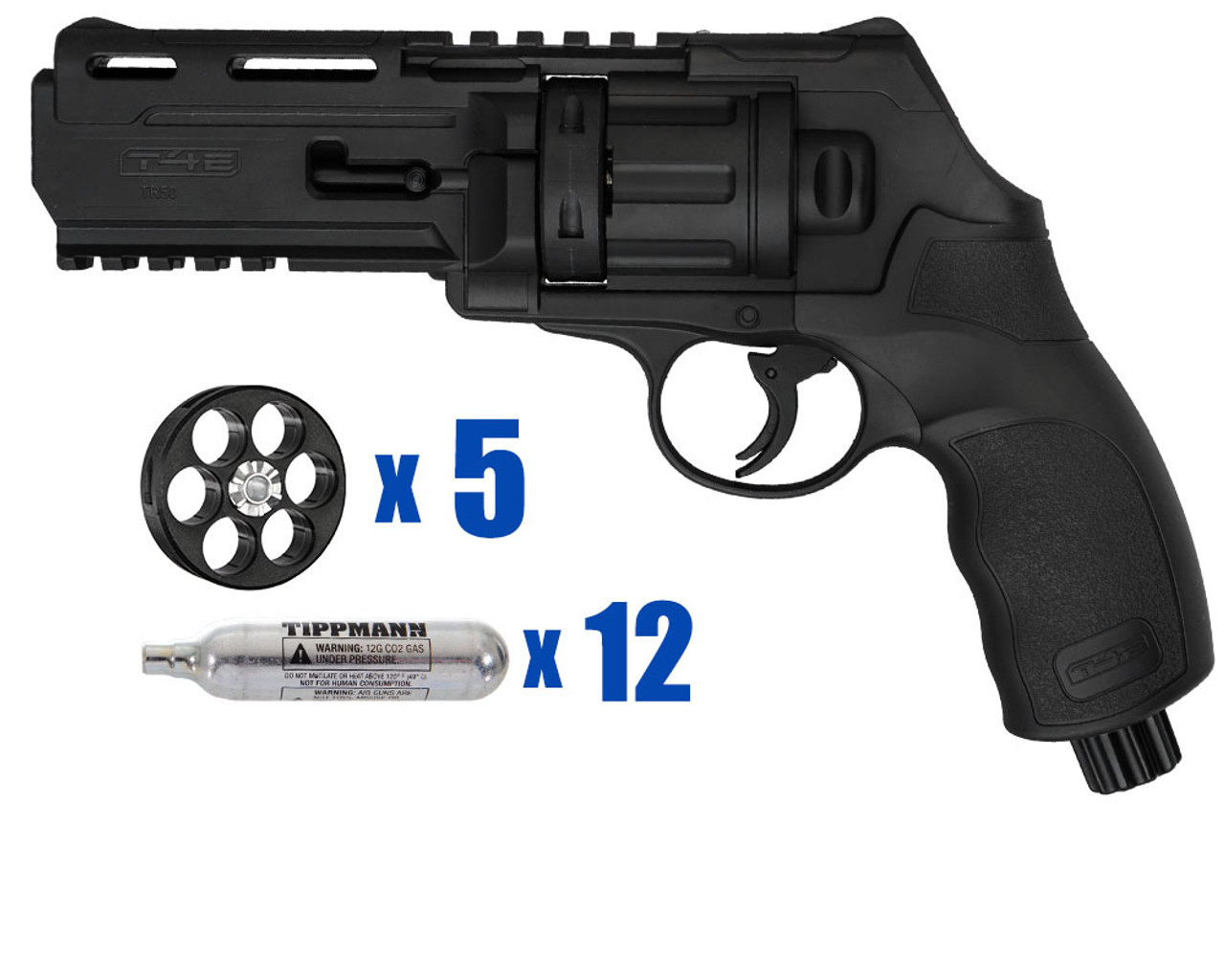 Umarex T4E HDR .50 Co2 Revolver. The HDR 50 is a revolver with visible –  Scopes and Barrels