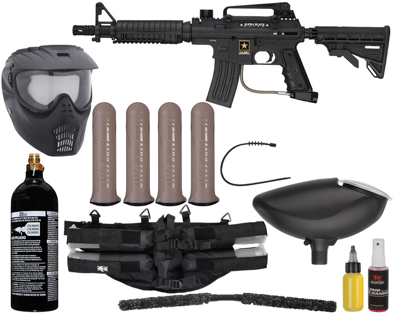 US Army Alpha Black Tactical Paintball Marker Gun Sniper Set