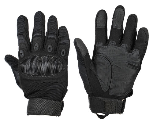 Warrior Full Finger Carbon Knuckle Gloves - Black