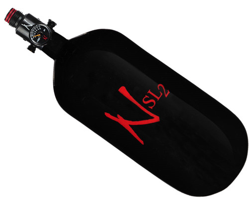 Ninja Paintball 90 ci 4500 psi SL2 Carbon Fiber HPA Tank Systems - Black/Red