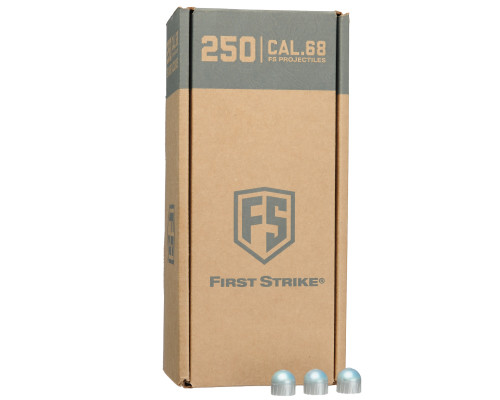 Tiberius Arms First Strike Paintball Rounds - 250 Count - Grey Shell - Blue Fill