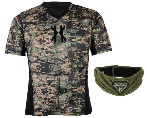 HK Army Crash Padded Chest Protection w/ Free Olive HSTL Neck Protection - Camo
