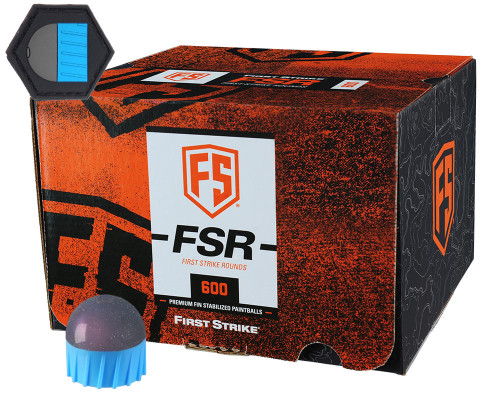 First Strike .68 Caliber Paintballs - FSR - 600 Rounds w/ Free Velcro Patch - Smoke/Blue Shell Pink Fill