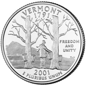 2001 #14 Denver Vermont State Quarter Roll Uncirculated