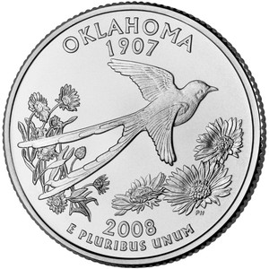 2008 #46 Philadelphia Oklahoma State Quarter Roll Uncirculated