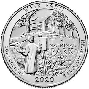 2020 #52 Philadelphia Connecticut Weir Farm America the Beautiful Quarter Roll Uncirculated 2020 #52 Philadelphia Connecticut Weir Farm America the Beautiful Quarter Roll Uncirculated