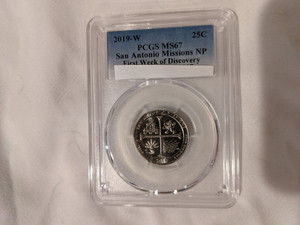 PCGS MS 67 First Week 2019 #49 West Point Texas San Antonio Missions America the Beautiful Quarter Uncirculated Coin PCGS MS 67 First Week 2019 #49 West Point Texas San Antonio Missions America the Beautiful Quarter Uncirculated Coin