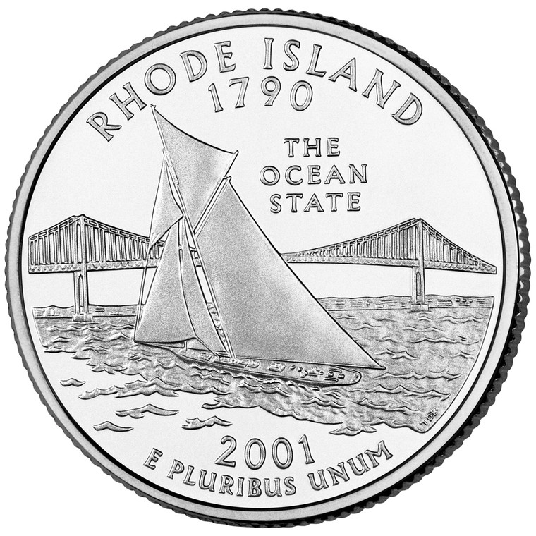 2001 #13 Philadelphia Rhode Island State Quarter Roll Uncirculated