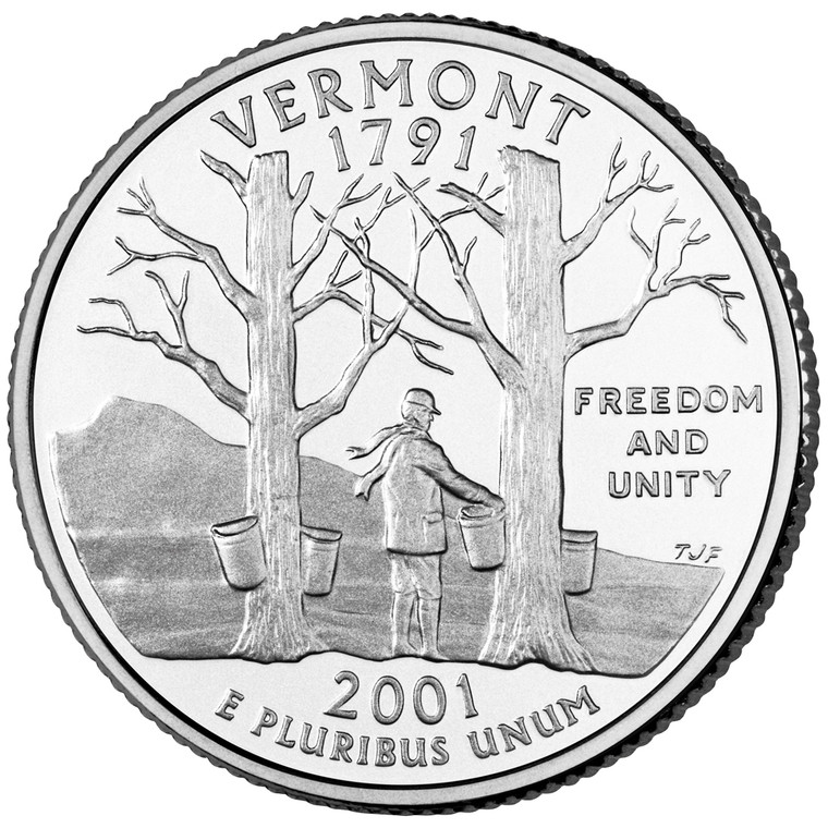 2001 #14 Philadelphia Vermont State Quarter Roll Uncirculated