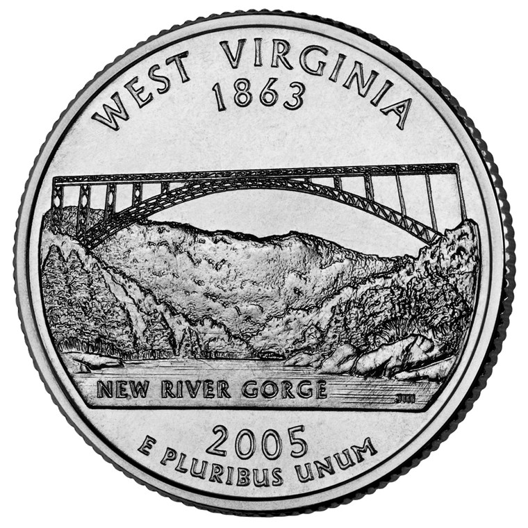 2005 #35 Philadelphia West Virginia State Quarter Roll Uncirculated