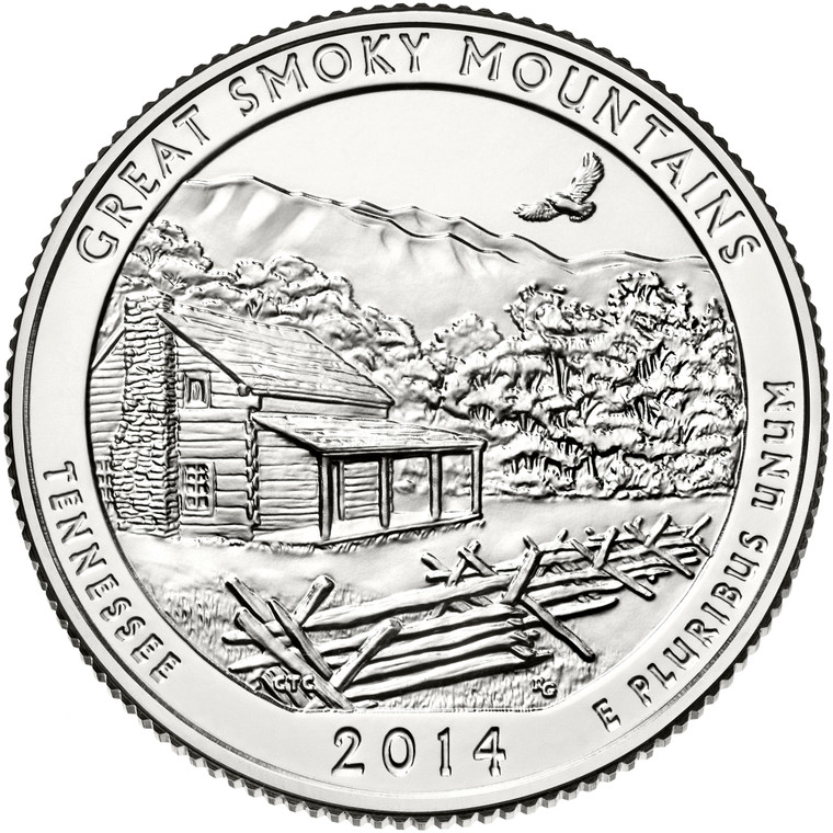 2014 #21 Denver Tennessee Great Smoky Mountains America the Beautiful Quarter Roll Uncirculated