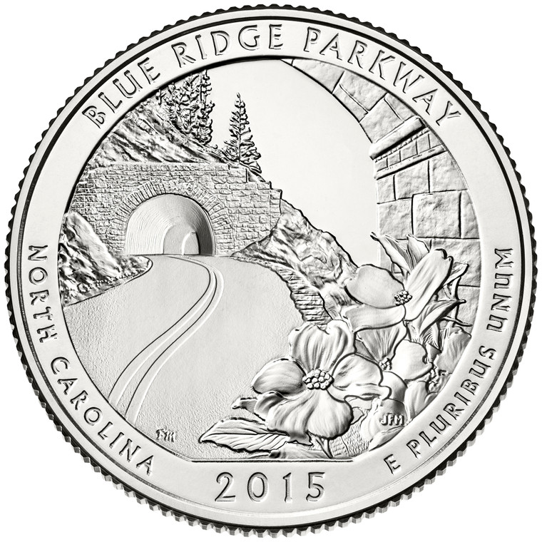 2015 #28 Philadelphia North Carolina Blue Ridge America the Beautiful Quarter Roll Uncirculated