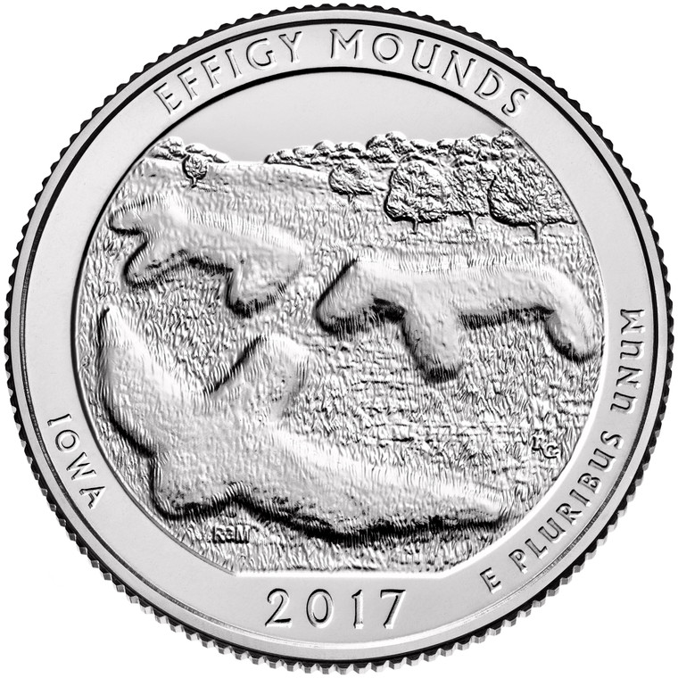 2017 #36 Denver Iowa Effigy Mounds America the Beautiful Quarter Roll Uncirculated