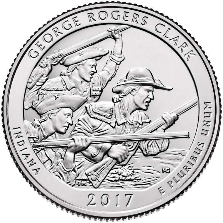 2017 #40 Denver Indiana George Rogers Clark America the Beautiful Quarter Roll Uncirculated