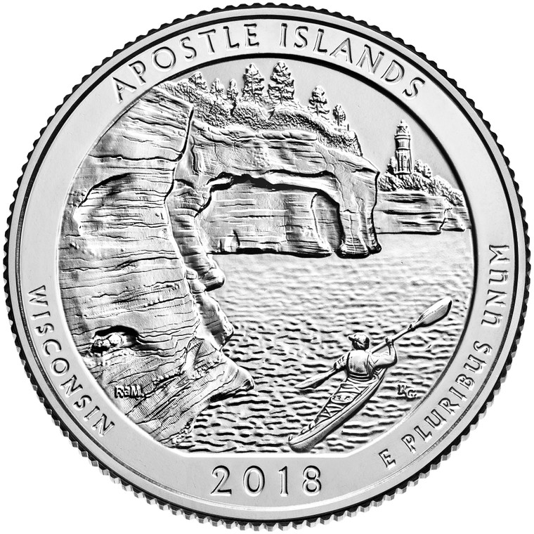 2018 #42 Philadelphia Wisconsin Apostle Islands America the Beautiful Quarter Roll Uncirculated